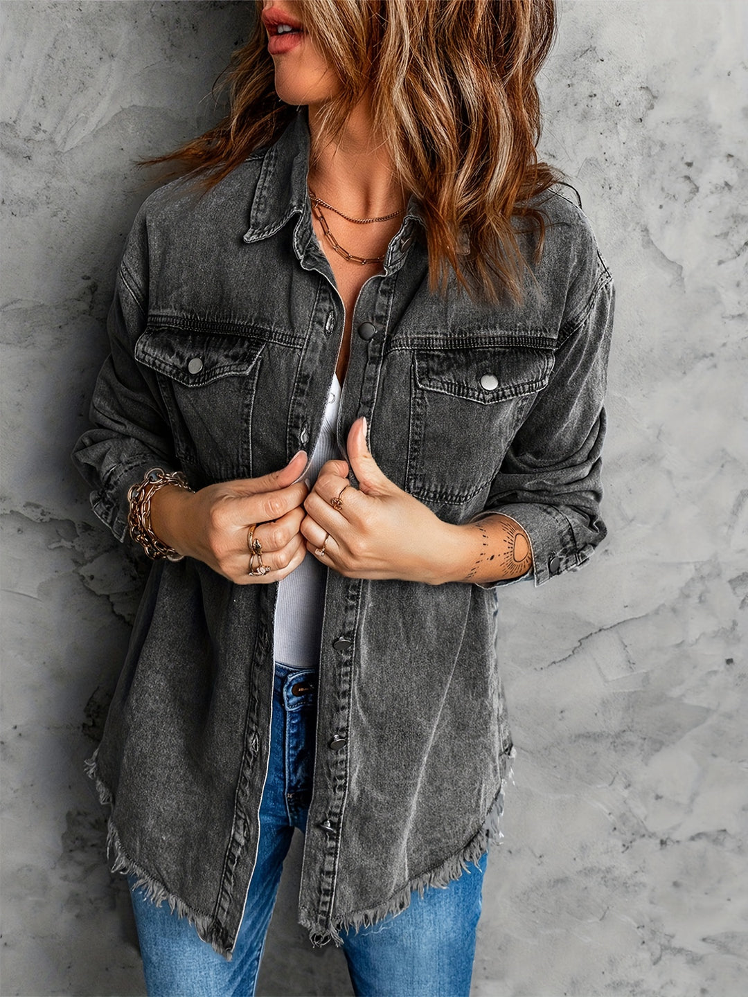 Elena | Veste en denim vintage de printemps