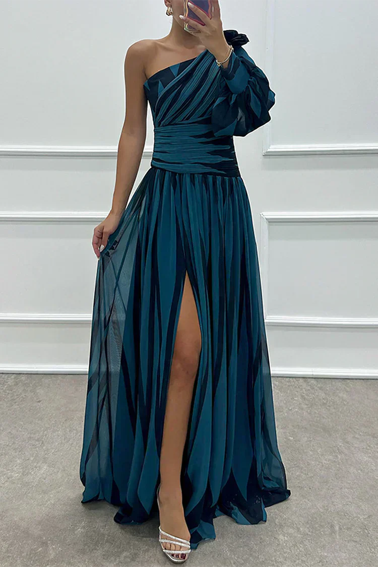 Hazel™ | Élégante Robe Maxi Rayée à Épaule Unique