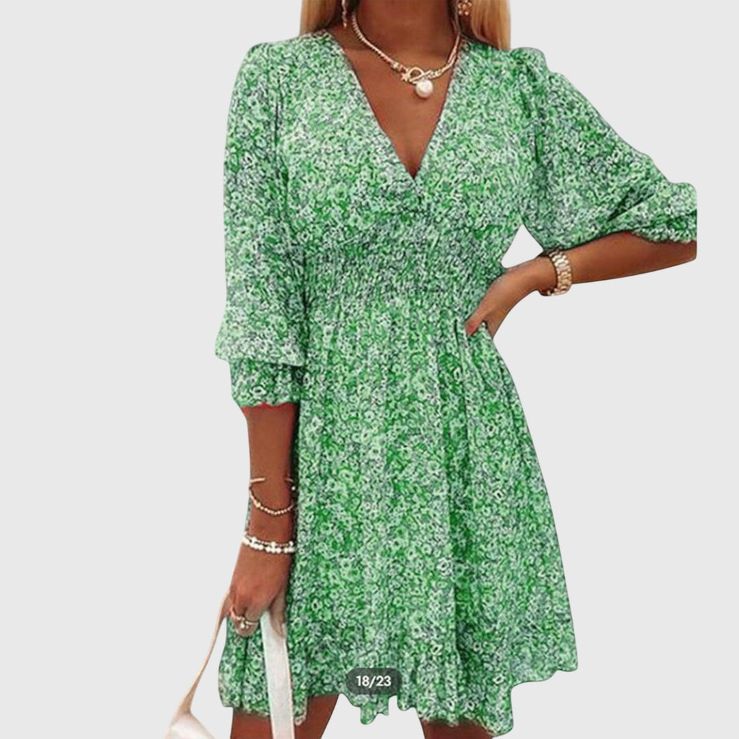 Elisa™ | Robe Florale à Manches Bouffantes