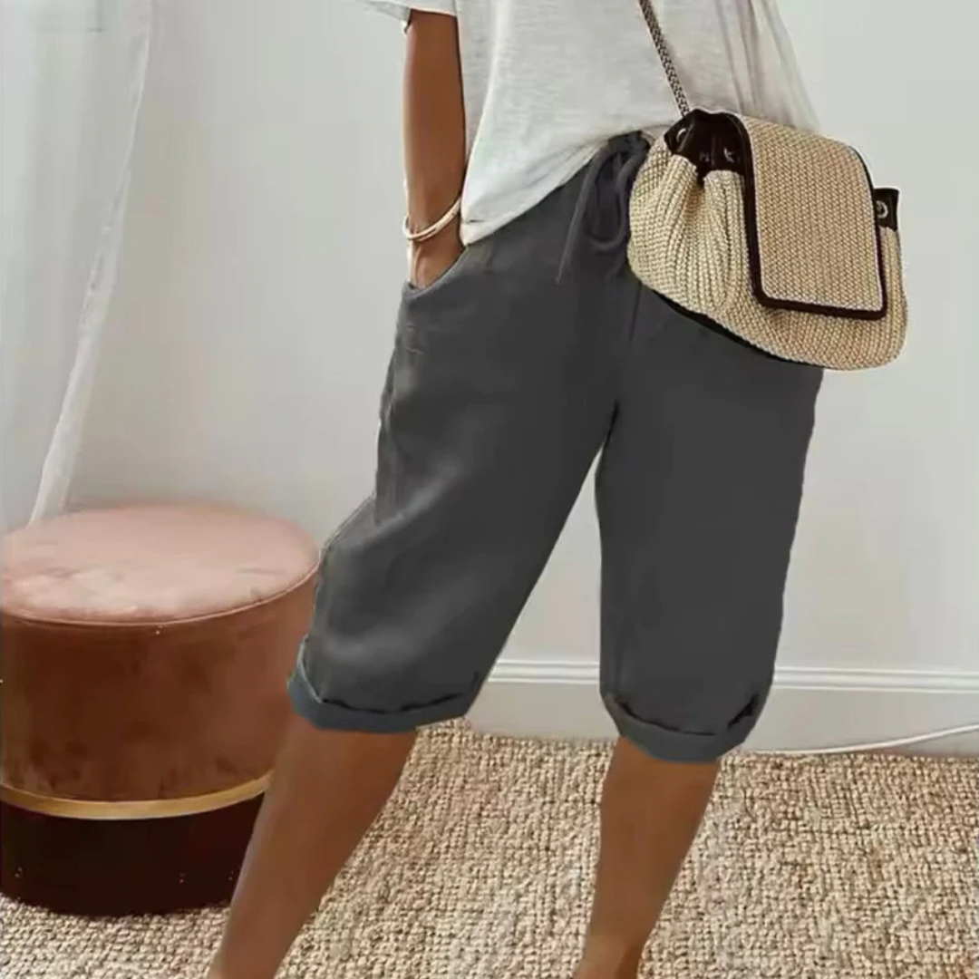 Fenlorn™ | Shorts Capri en Lin avec Cordon de Serrage