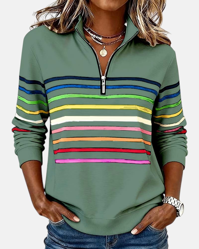 Vienne | Sweat à capuche zippé rayé coloré