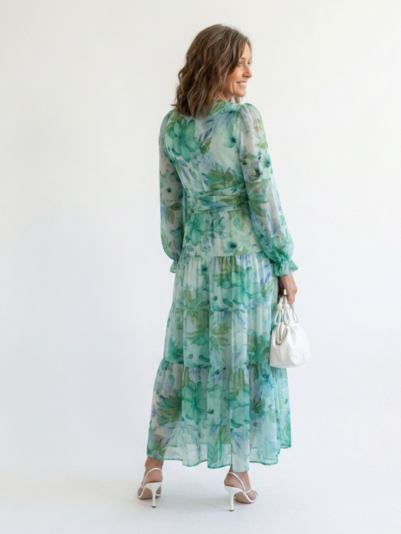 Althea | Maxi Floral Robe à Manches Longues