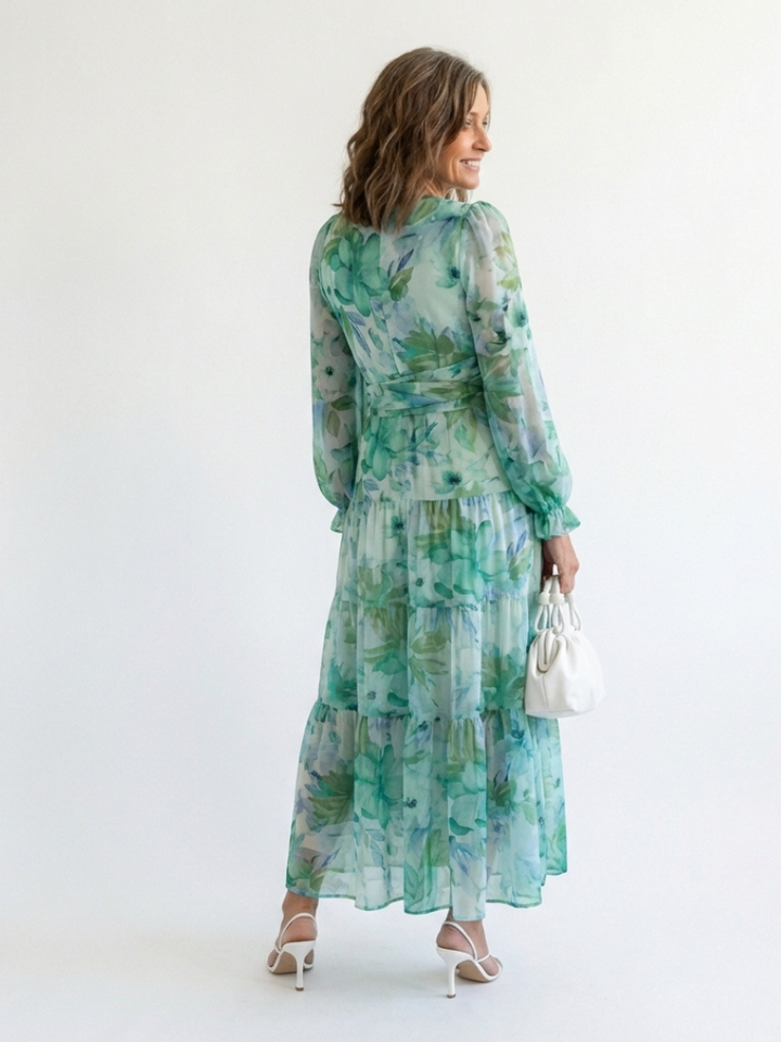 Althea | Maxi Floral Robe à Manches Longues