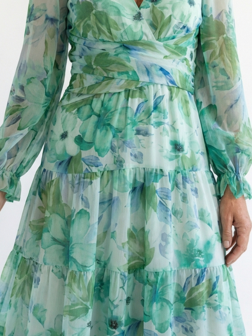 Althea | Maxi Floral Robe à Manches Longues