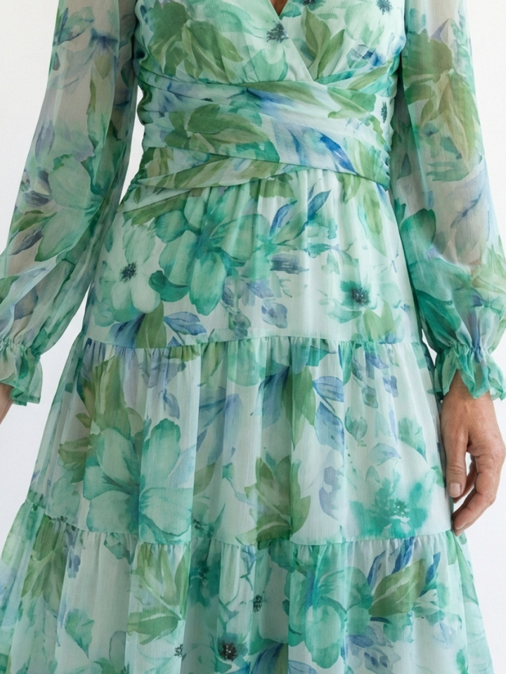 Althea | Maxi Floral Robe à Manches Longues