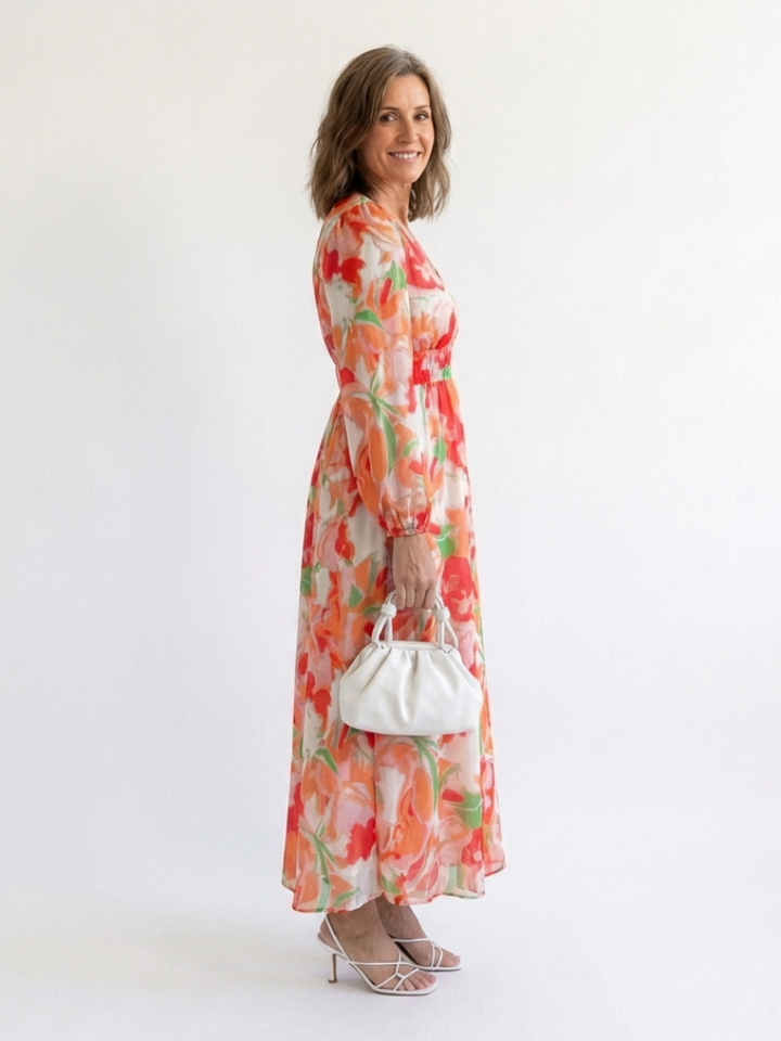 Althea | Maxi Floral Robe à Manches Longues