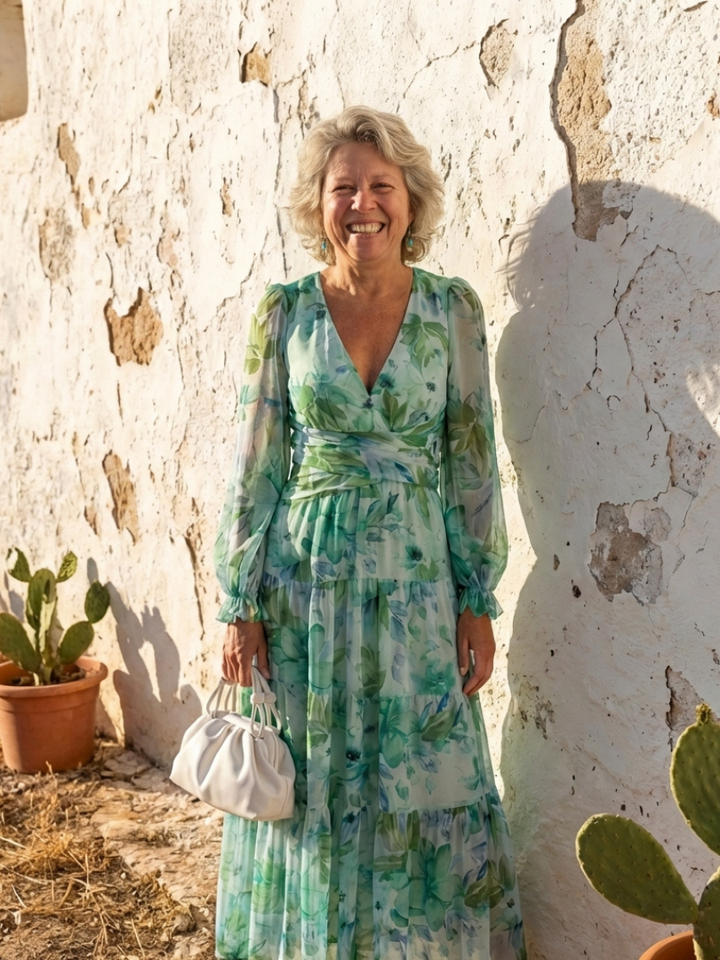 Althea | Maxi Floral Robe à Manches Longues