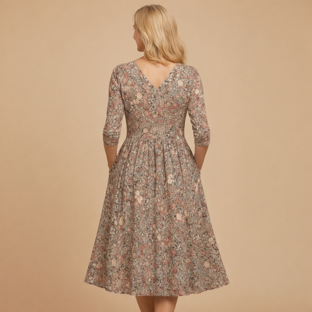Harlow | Élégance Midi Robe V-Cou Gracieuse