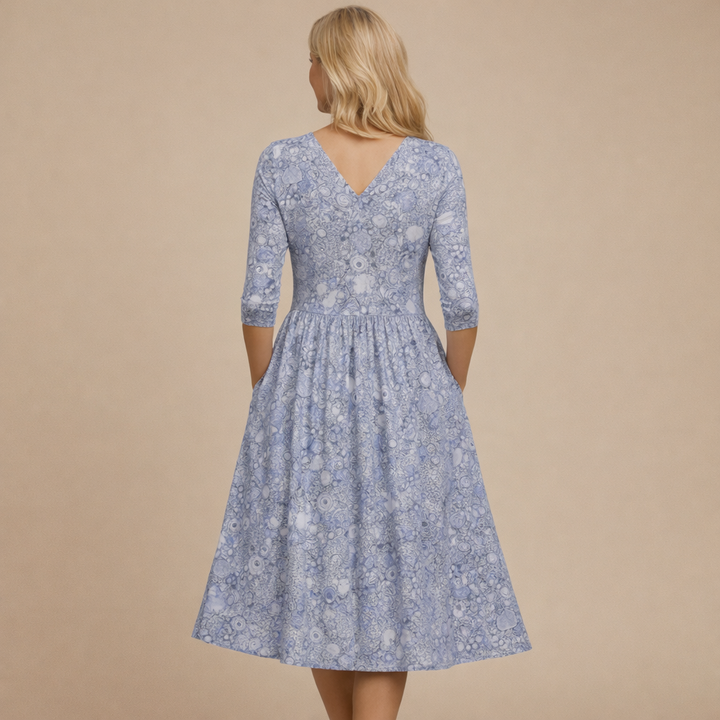 Harlow | Élégance Midi Robe V-Cou Gracieuse