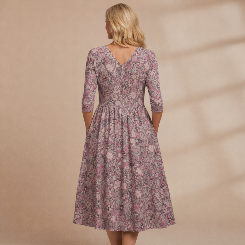 Harlow | Élégance Midi Robe V-Cou Gracieuse