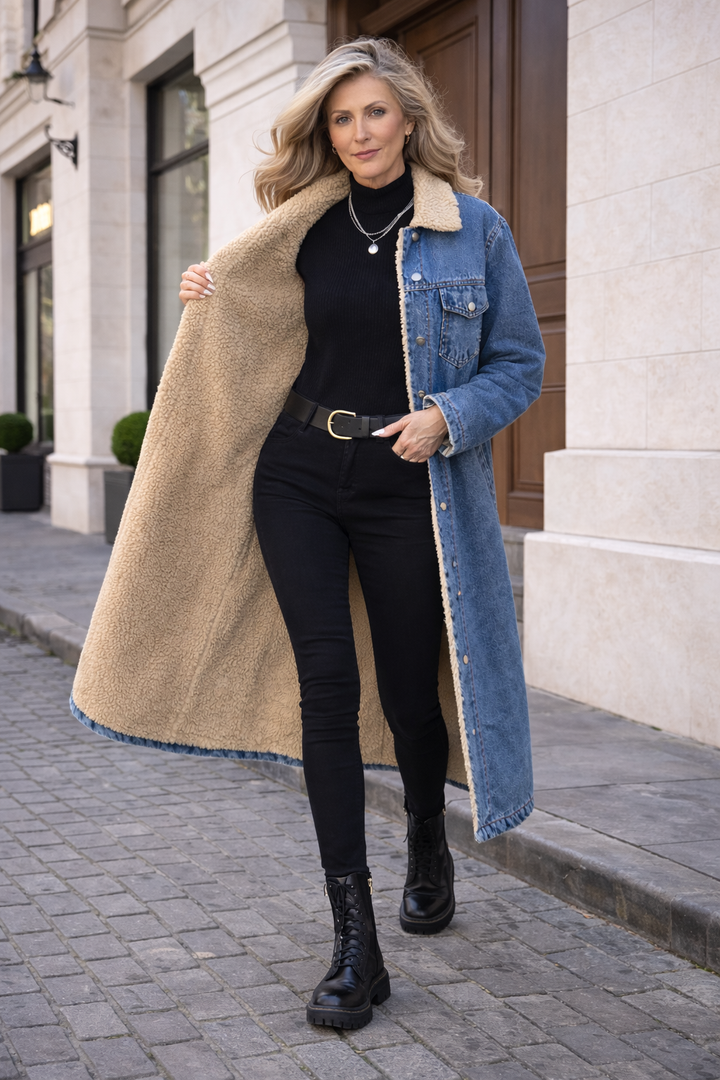 SAMANTHA™ - Manteau d'hiver long en polaire doublé, à boutonnage simple