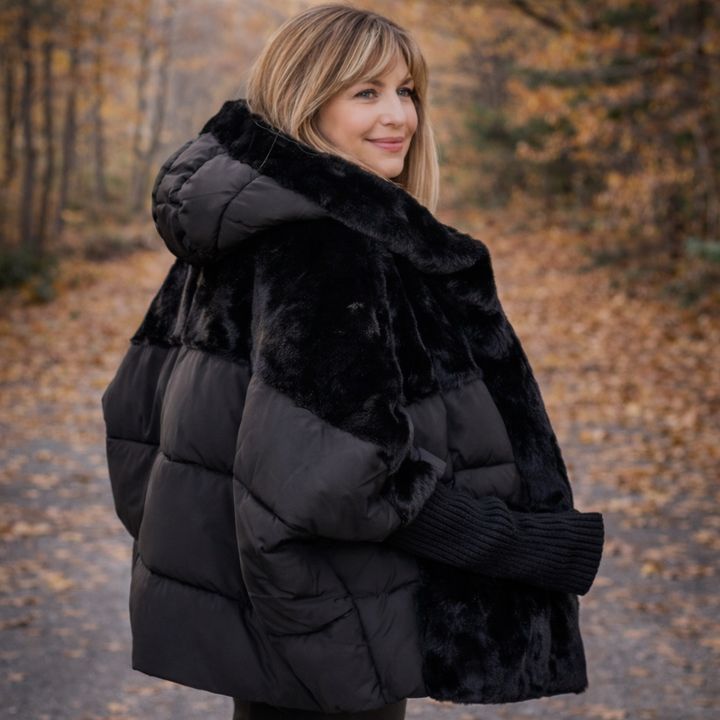 Veste Puffer Oversized à Capuche en Patchwork