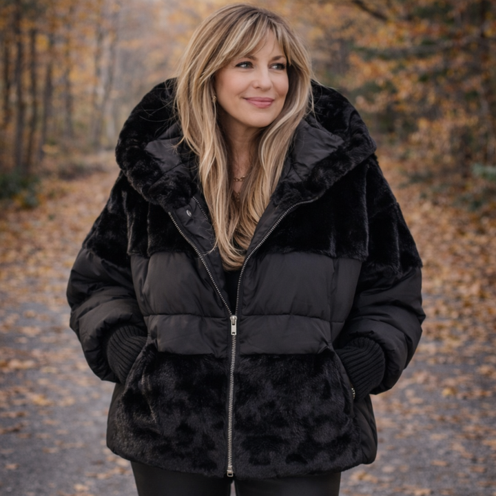 Veste Puffer Oversized à Capuche en Patchwork