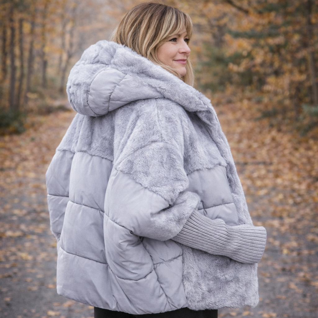 Veste Puffer Oversized à Capuche en Patchwork