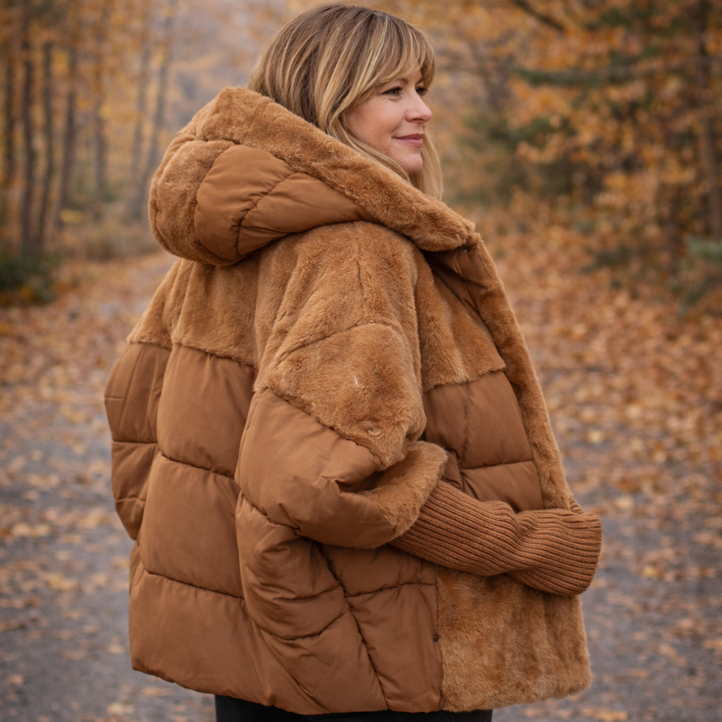 Veste Puffer Oversized à Capuche en Patchwork