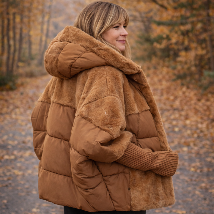Veste Puffer Oversized à Capuche en Patchwork