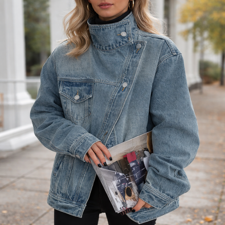 SARAH™ – Veste Asymétrique à Boutons de Style Urbain