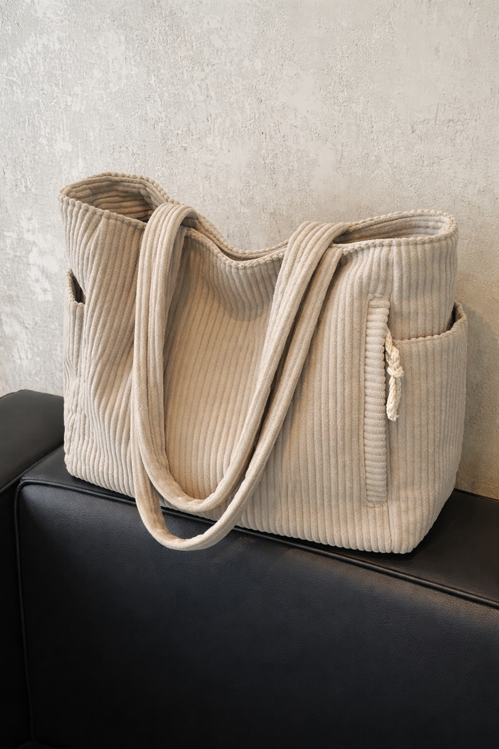 Tilda – Sac fourre-tout côtelé avec détail en corde