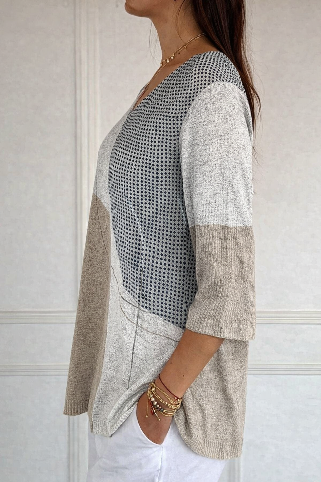 Ava | Pull décontracté en maille avec motif géométrique abstrait pour femmes