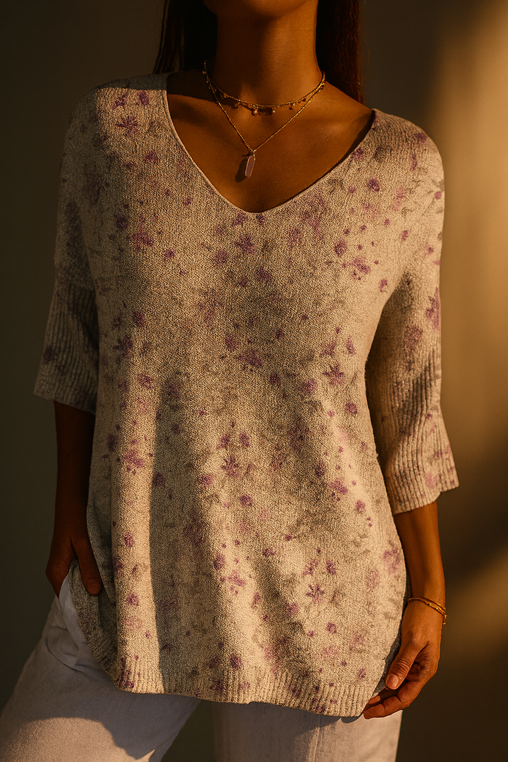 Pull Femme à Motif Floral Vintage