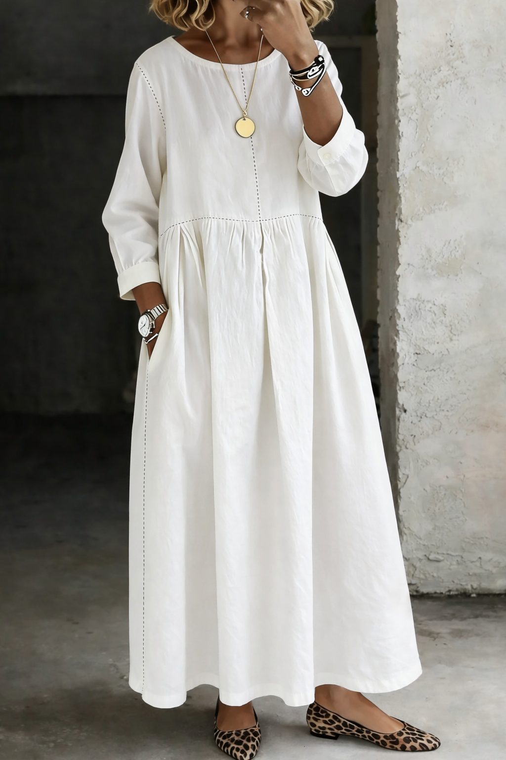 Melissaa | Robe en Jean à Col Ronde et Manches Longues