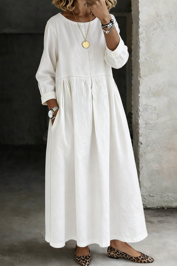 Melissaa | Robe en Jean à Col Ronde et Manches Longues