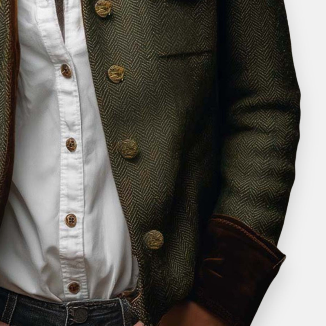 Corrie - Veste en Tweed avec Détails en Velours