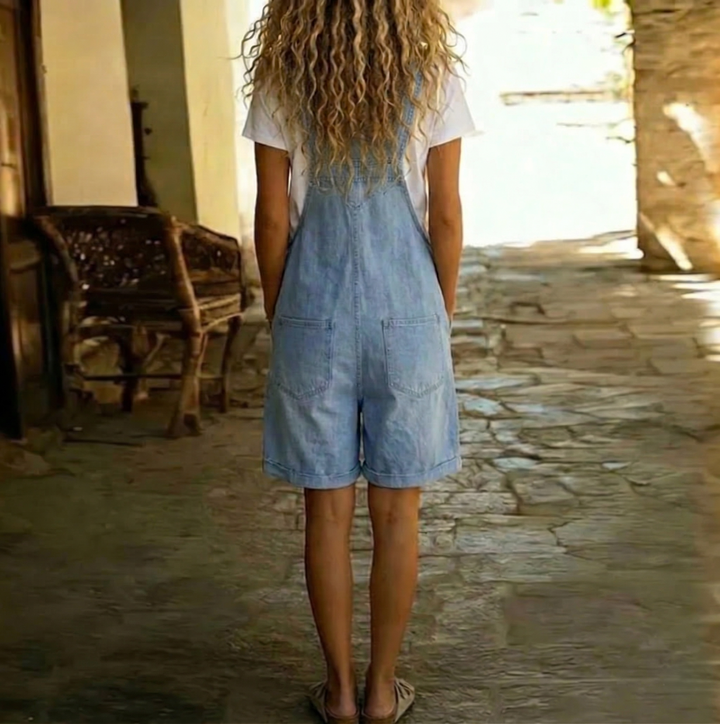 Saylorr - Salopette en denim doux à effet vintage délavé bleu clair