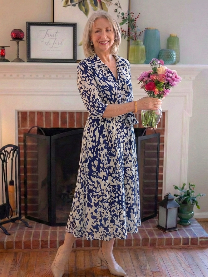 Oriana | Robe midi à manches longues avec ceinture à nouer