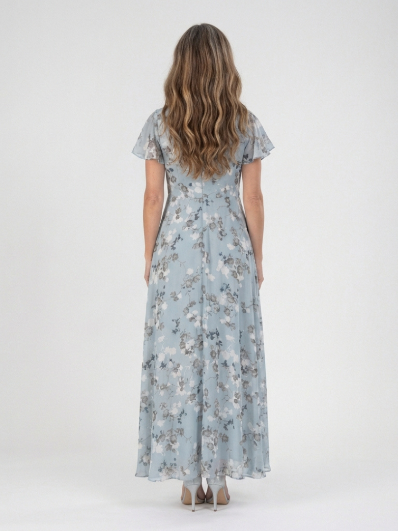 Ismeria | Robe Maxi en Chiffon à Motif Floral