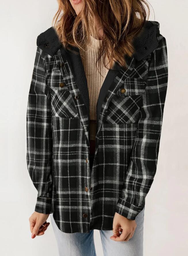 AMELIA™ - Veste à Capuche en Flanelle à Carreaux pour l'Automne et l'Hiver