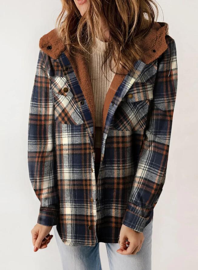 AMELIA™ - Veste à Capuche en Flanelle à Carreaux pour l'Automne et l'Hiver