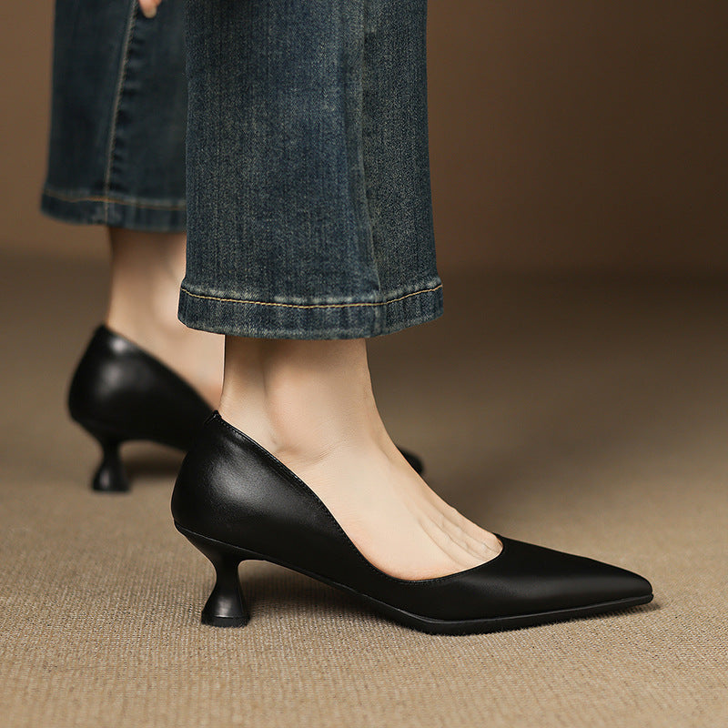 Talons Kitten en Cuir Calenne