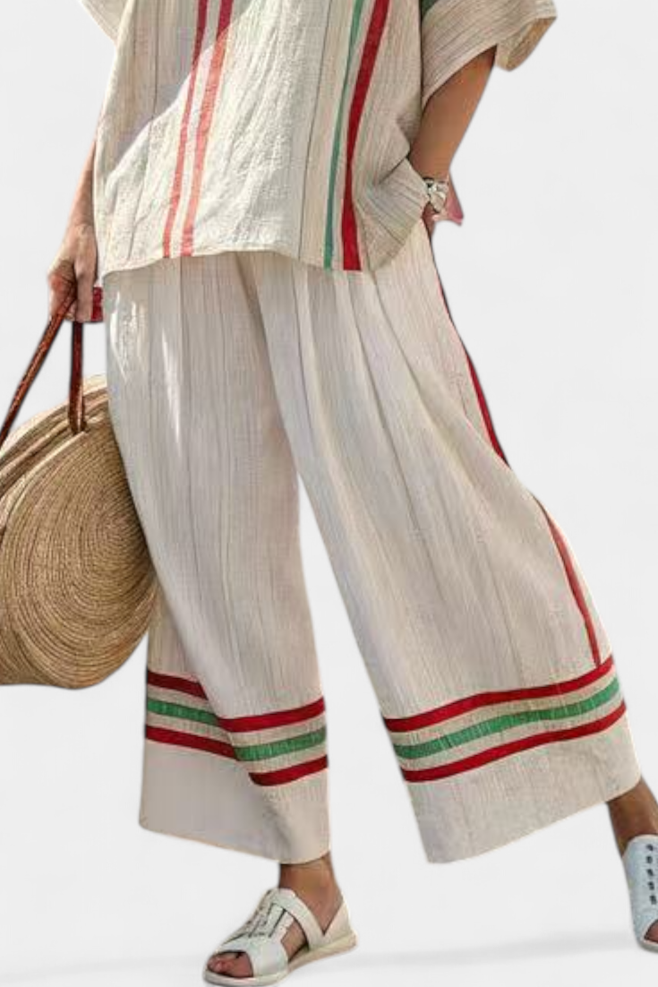 Truvane | Blouse Confortable Imprimé Boho avec Pantalons Amples