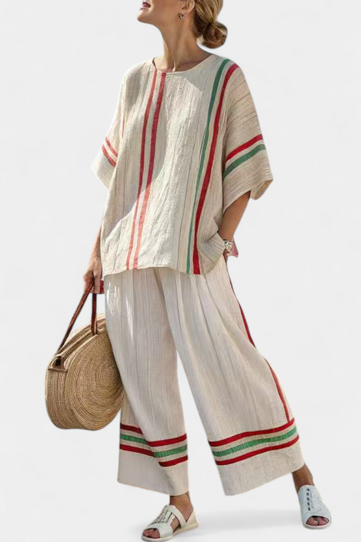 Truvane | Blouse Confortable Imprimé Boho avec Pantalons Amples