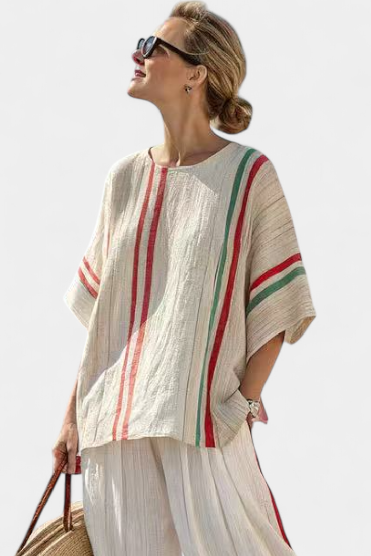 Truvane | Blouse Confortable Imprimé Boho avec Pantalons Amples