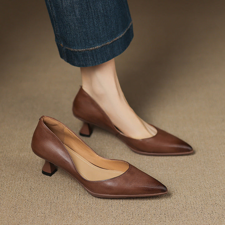 Talons Kitten en Cuir Calenne