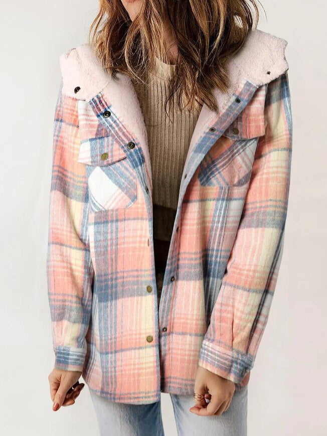 AMELIA™ - Veste à Capuche en Flanelle à Carreaux pour l'Automne et l'Hiver
