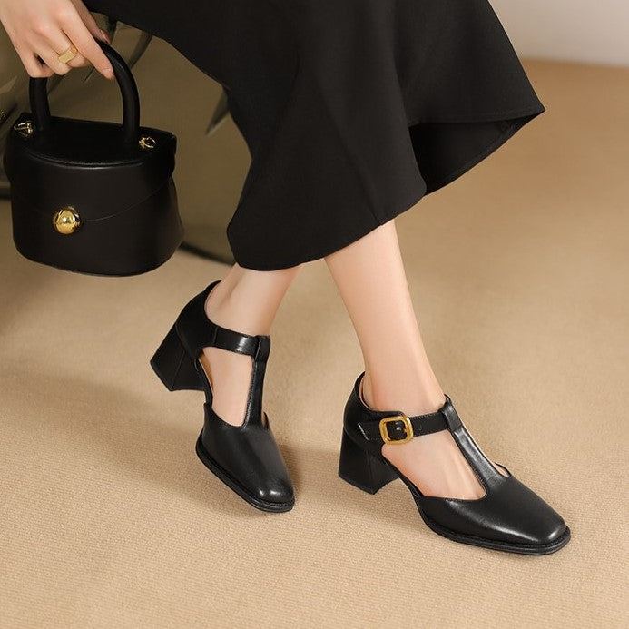 Marcele T-Strap Cuir Escarpins
