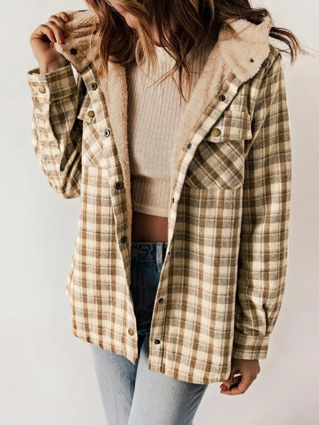 AMELIA™ - Veste à Capuche en Flanelle à Carreaux pour l'Automne et l'Hiver