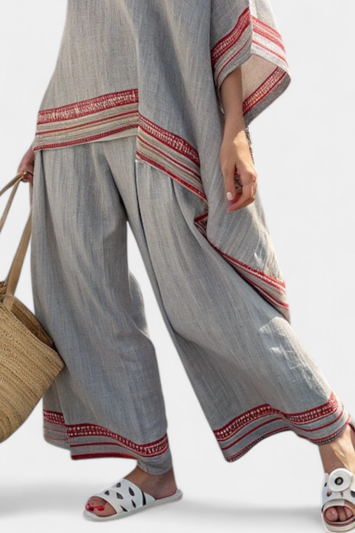 Daelric | Sophisticated Asymmetrical Blouse & Wide-Leg Ethnic Trousers