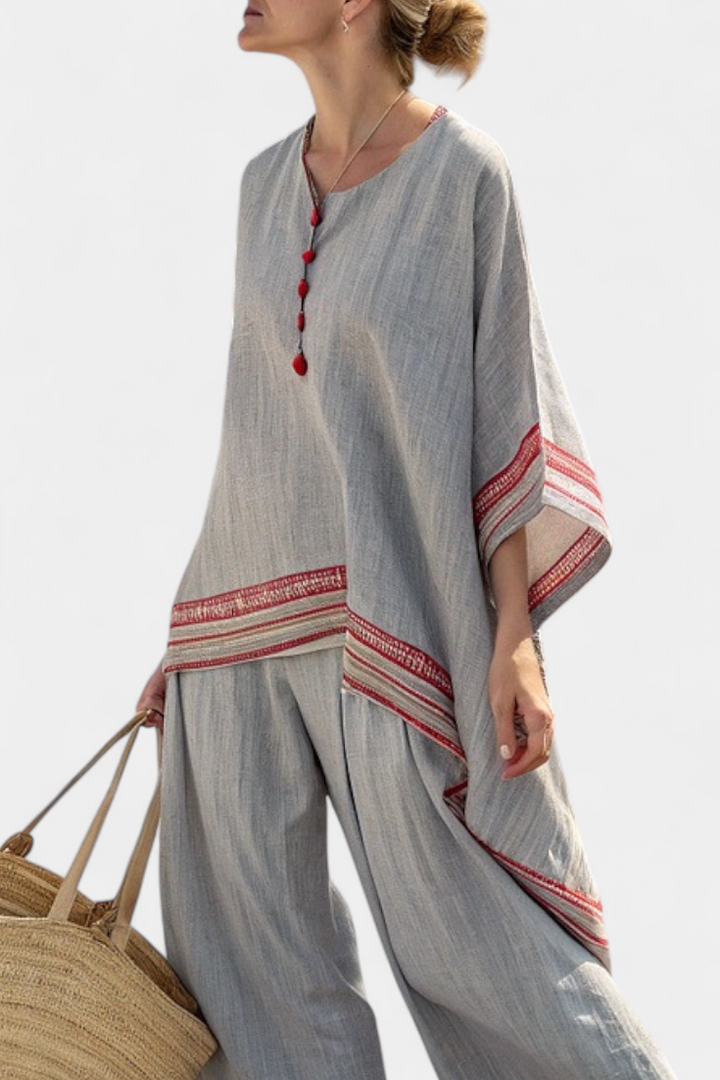 Daelric | Sophisticated Asymmetrical Blouse & Wide-Leg Ethnic Trousers
