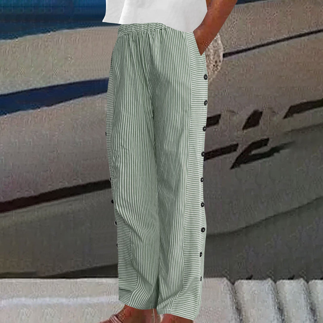 Vienne – Pantalon Rayé à Boutons