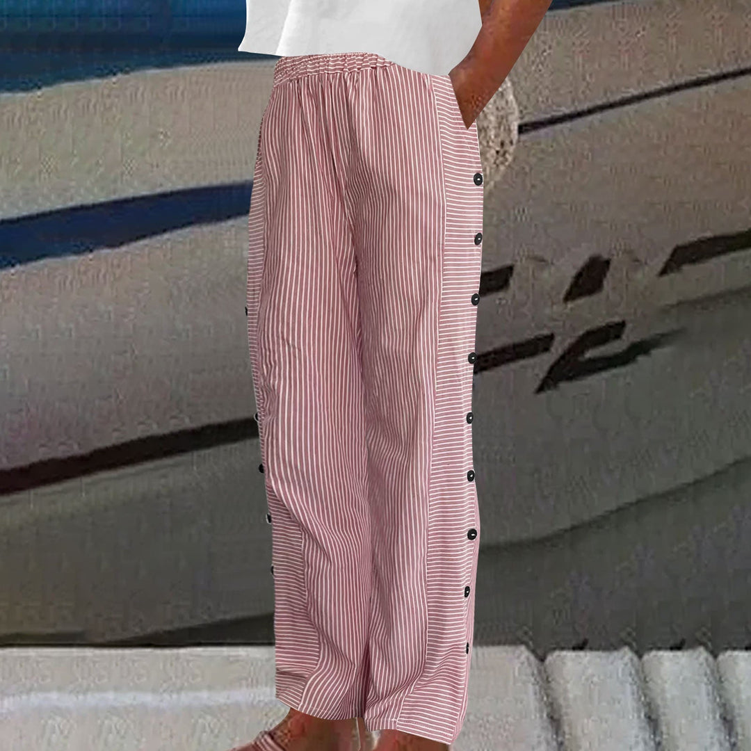 Vienne – Pantalon Rayé à Boutons