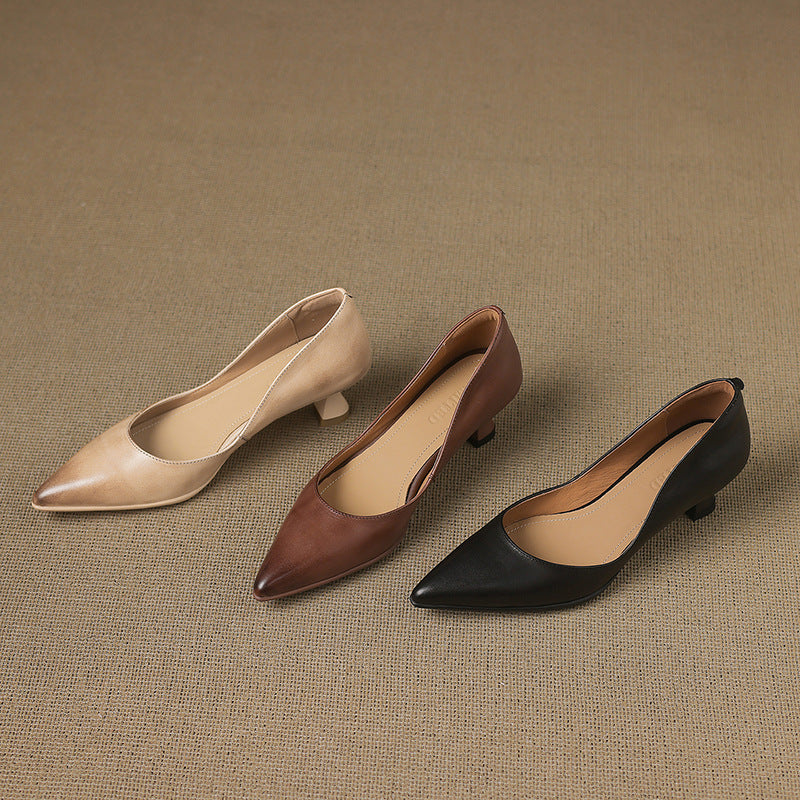 Talons Kitten en Cuir Calenne