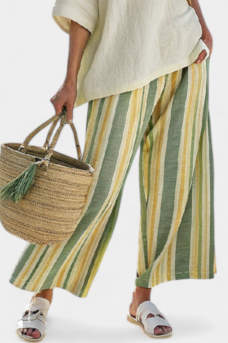 Ellowyn | Pantalons Rayés en Lin Hautement Sophistiqués