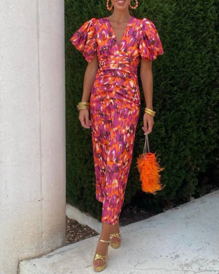 Amelia™ | Vivid Pleated Midi Robe