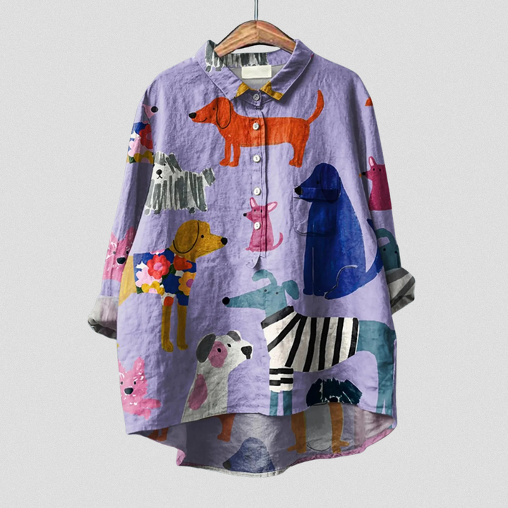 Coralie | T-shirt Femme Décontracté avec Imprimé Artistique
