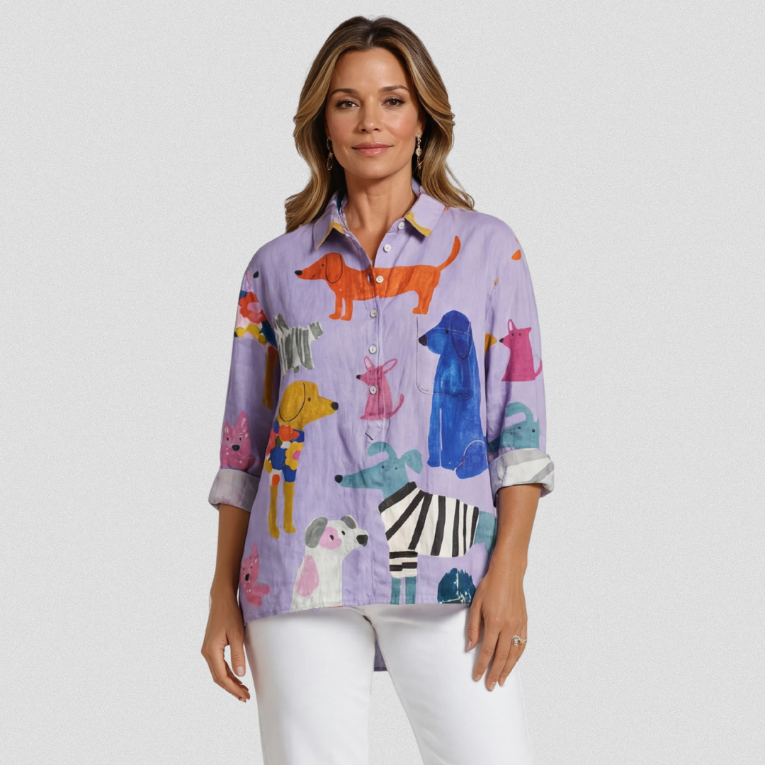 Coralie | T-shirt Femme Décontracté avec Imprimé Artistique