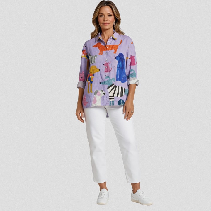 Coralie | T-shirt Femme Décontracté avec Imprimé Artistique